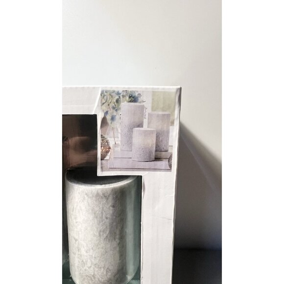 LED Light Gray Candle Set 3 Pc Flameless Wax Order Home w/ Daily Timer - Picture 3 of 9